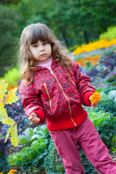 Kis lány portré egy parkban — Stock Fotó