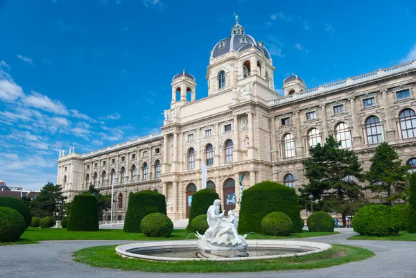 Naturhistoriska Museet Wien Fontän Med Skulpturer Förgrunden — Stockfoto