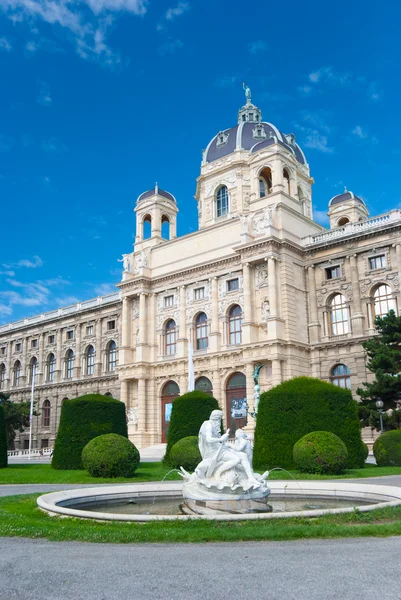 自然史博物馆 维也纳 在前景上雕塑喷泉 — 图库照片