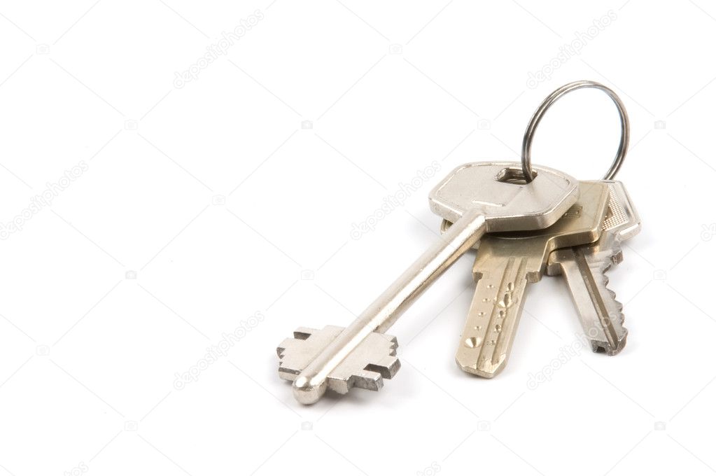 Bunch of three silver metallic keys