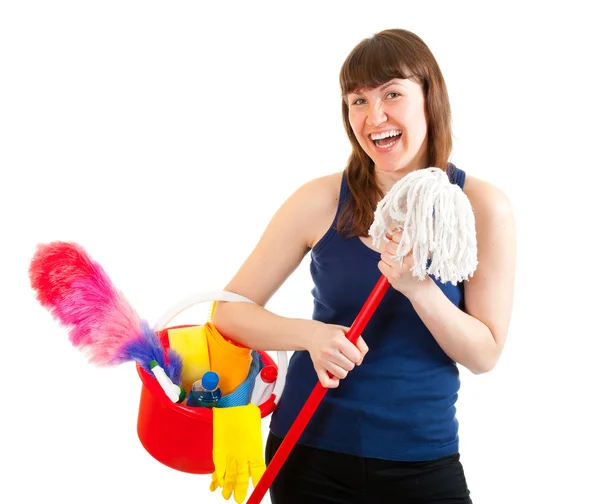 Mladá žena je připravena k čištění — Stock fotografie