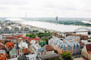 eski görüş riga ve daugava Nehri, Letonya