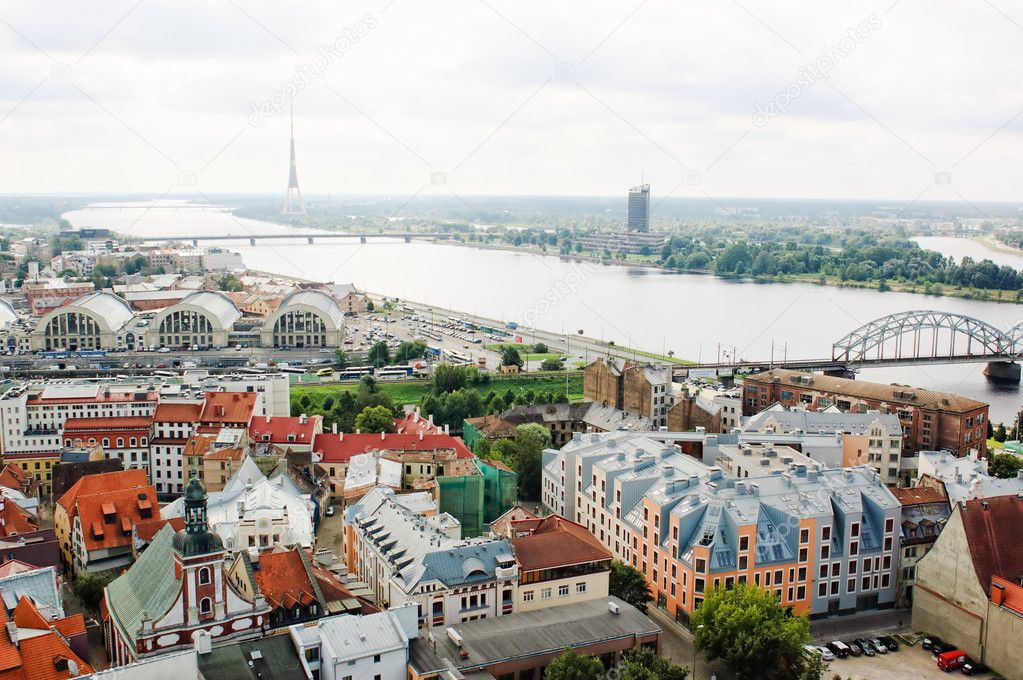 View of Old Riga and the Daugava river, Latvia