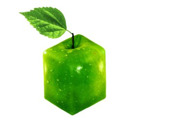 Cube apple isolated on white clipart