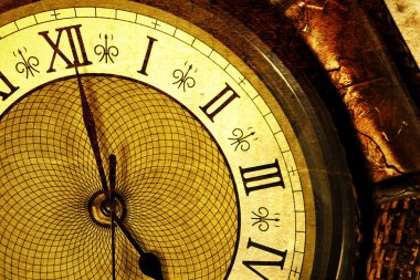 Extreme close up of an antique clock clipart
