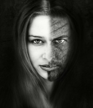 Beauty and the beast - portrait inspired by the famous story clipart