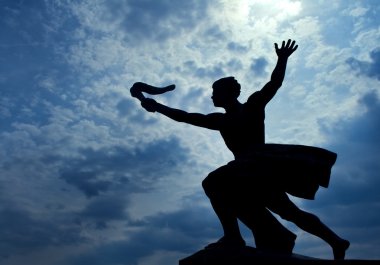 Statue of torch-bearer on Gellert Hill, Budapest clipart