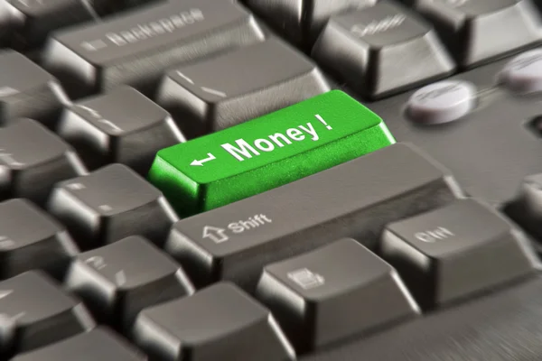 Green Money Button Black Keyboard — Stock Photo, Image