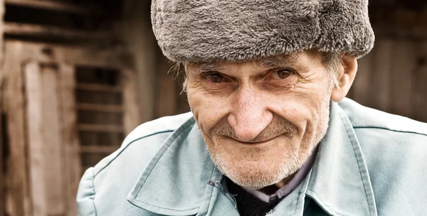 Close Portrait Smiling Old Man — Stock Photo, Image