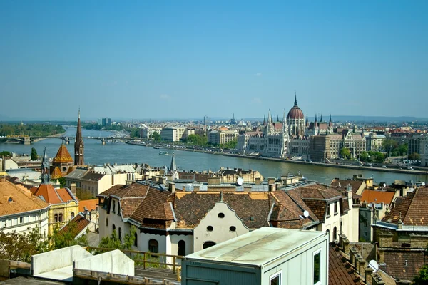 Budapest Vue Panoramique Parlement Hongrois Arrière Plan — Photo