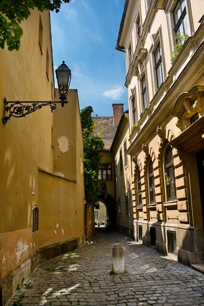 stock image Old street in Budapest (capital city of Hungary)