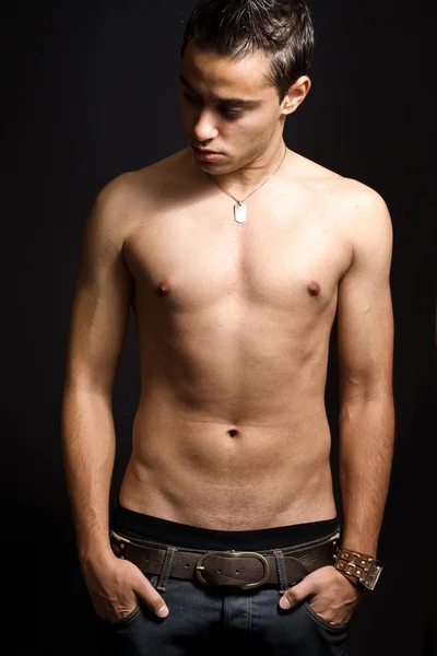 Baixo Retrato Chave Homem Masculino Sexy Sem Camisa — Fotografia de Stock