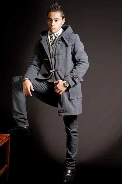 Studio Portrait Fashionable Young Man Winter Elegant Clothing — Stock Photo, Image