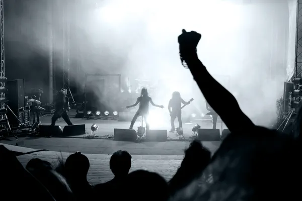 Scène Concert Rock Avec Chanteur Silhouette — Photo