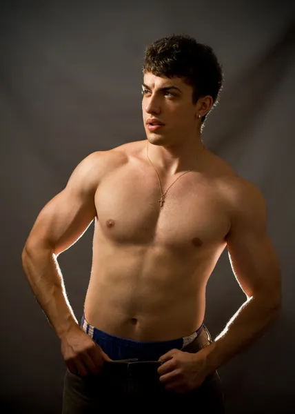 Portrait Jeune Homme Sexy Musclé — Photo