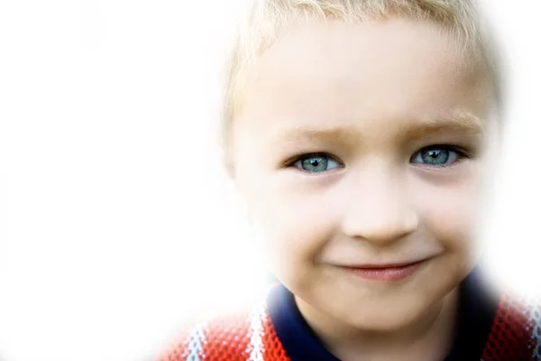 Retrato Criança Sorridente Fundo Branco — Fotografia de Stock