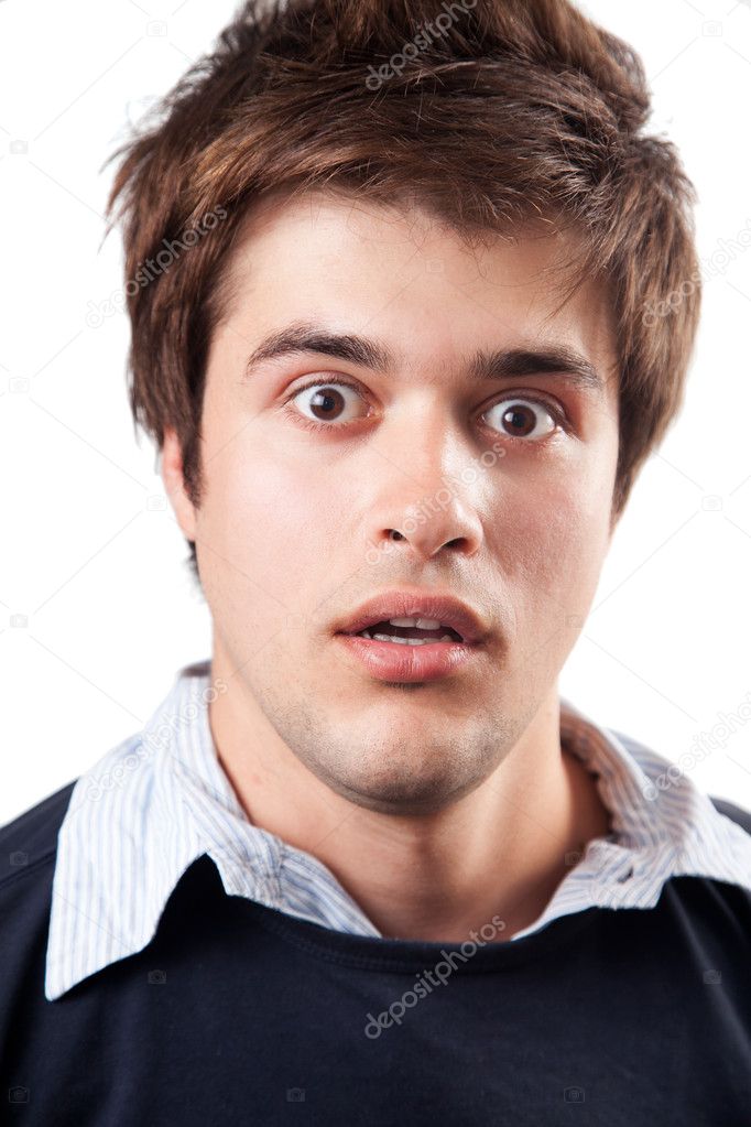 Surprise and shock expression on male face