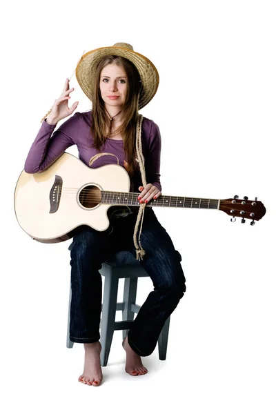 Gitar ile kız — Stok fotoğraf