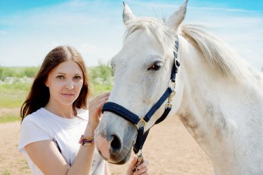 Woman and horse clipart