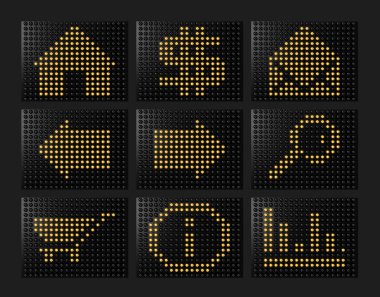 Navigation icons Led effect clipart