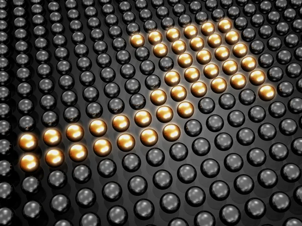 Apontando para cima seta formada por grupo de bolas brilhantes — Fotografia de Stock