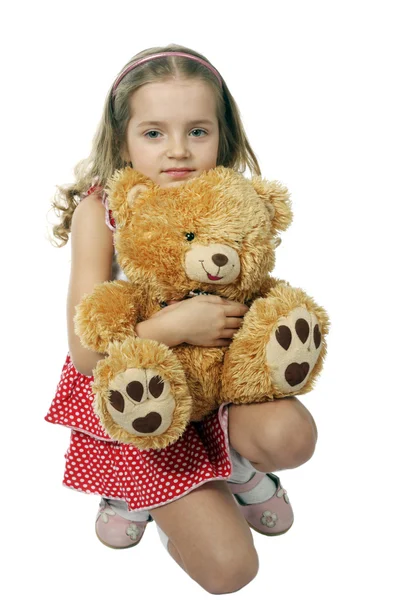 Menina e urso — Fotografia de Stock
