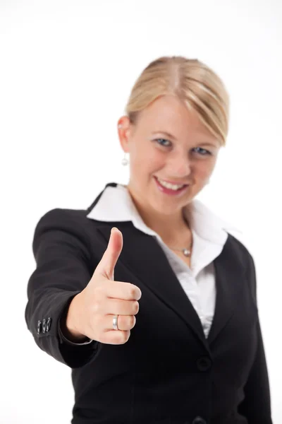 Mulher de negócios dando sinal de polegar para cima — Fotografia de Stock