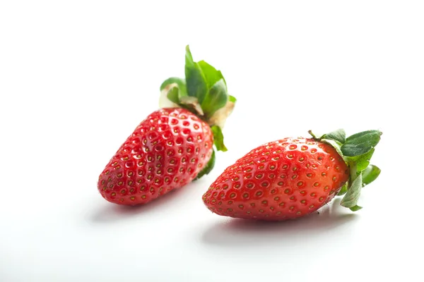 Two Strawberries White Background — Stock Photo, Image