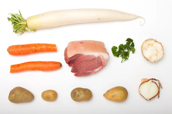 Raw knuckle of pork and ingredients — Stock Photo, Image