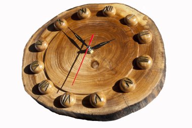 Wall clock made of wood clipart