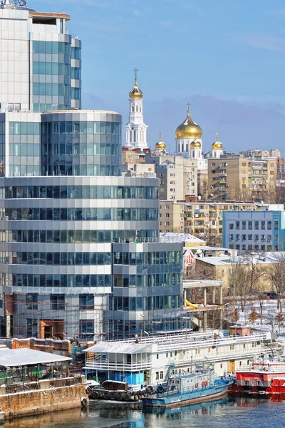 stock image City on the river. Old and new.