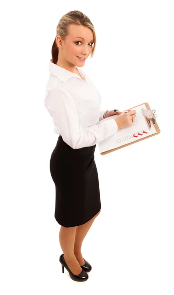 Podnikání žena s kontrolní seznam — Stock fotografie