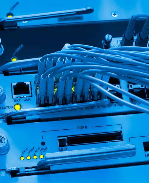 Router Con Tarjeta Cables Conexión Fibra —  Fotos de Stock