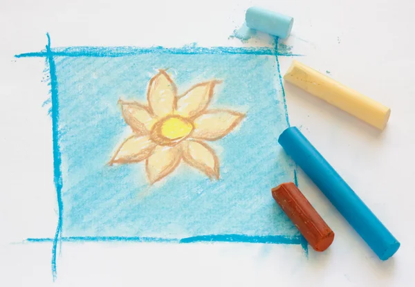 Simple flower drawing with pastel — Stock Photo, Image