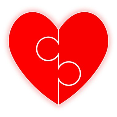 Two heart pieces connected together clipart