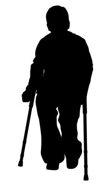 Handicap person with crutches clipart