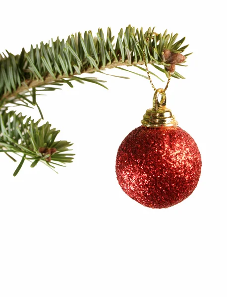 Rode mousserende bal kerst ornament — Stockfoto