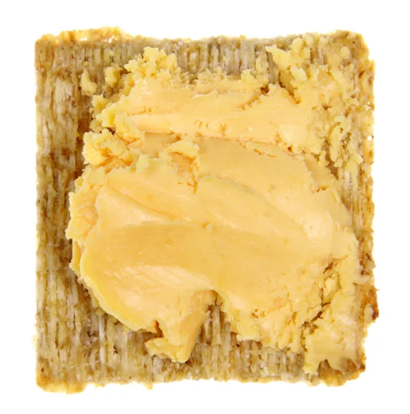 Square Whole Wheat Cracker Cheese Isolated White — Stock Photo, Image