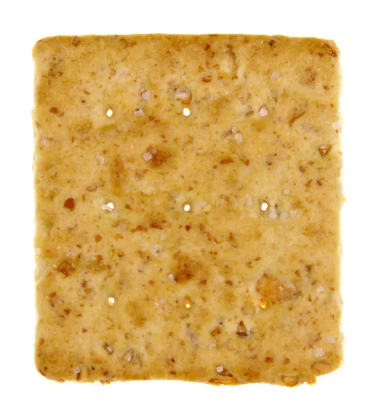 Square Whole Wheat Cracker Isolated White — Stock Photo, Image