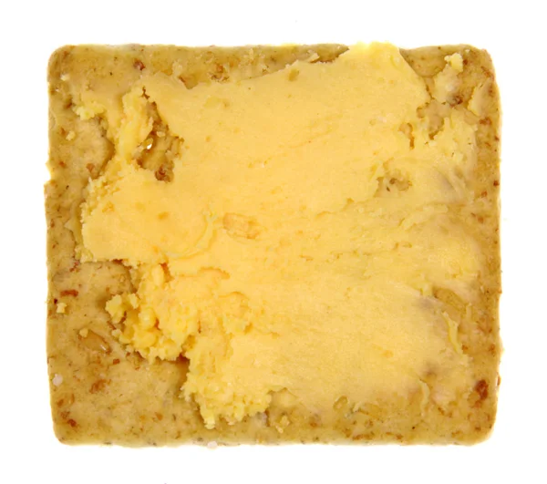 Square Whole Wheat Cracker Cheese Isolated White — Stock Photo, Image