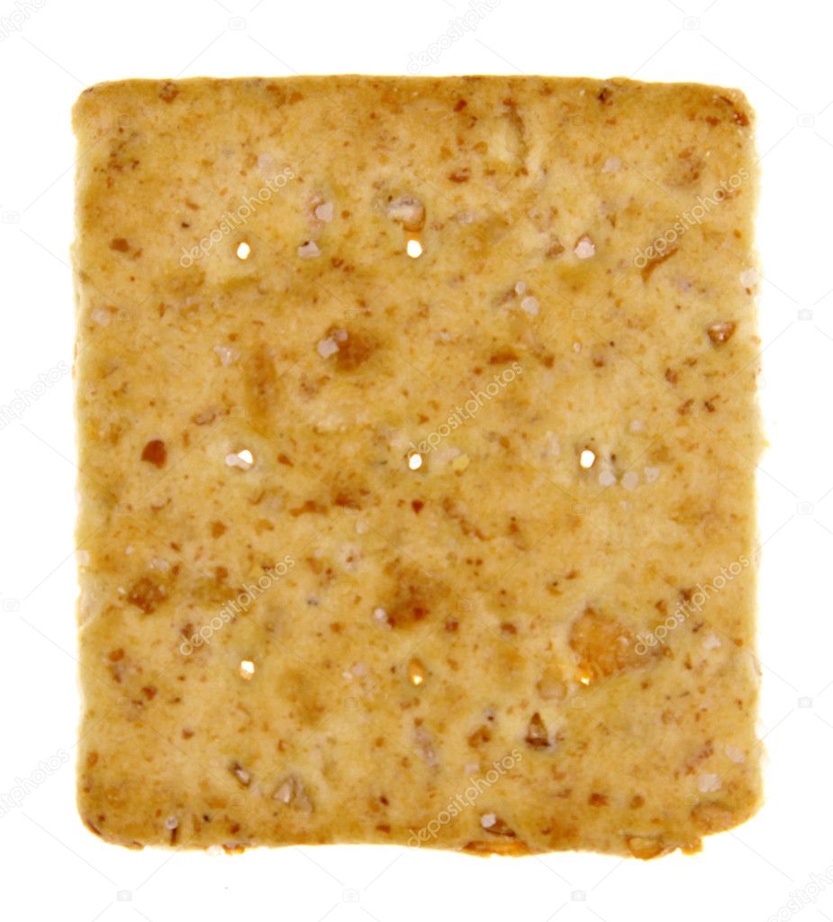 A square whole wheat cracker isolated on white.
