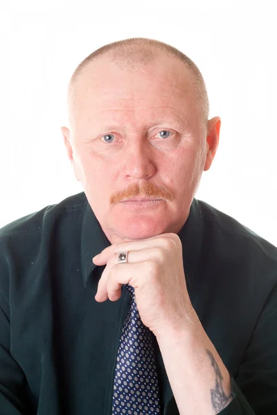 Portrait of male adult with short haircut and red mustache — Stock Photo, Image