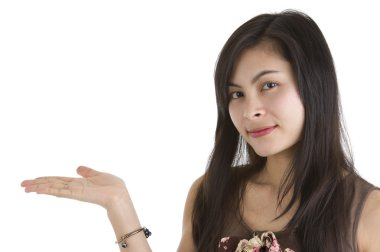 Woman presenting something clipart