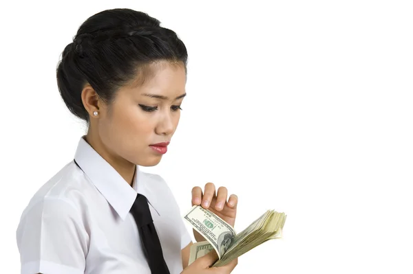 Businesswoman counting money — Stock Photo, Image