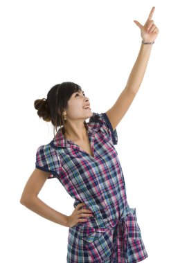 Woman pointing up at something clipart