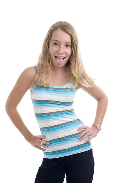 Mädchen zeigt Zunge — Stockfoto