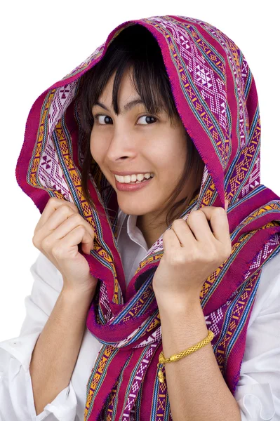 Vrouw met sjaal — Stockfoto