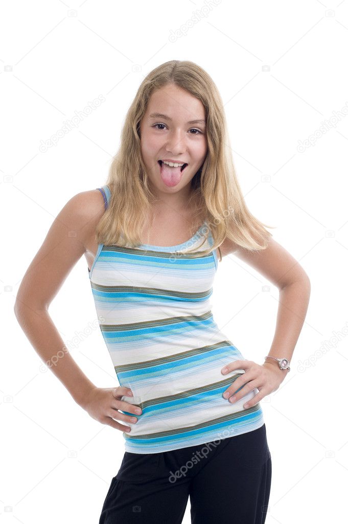 Girl showing tongue