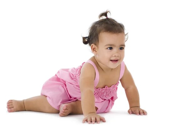 Маленька дівчинка сидить на підлозі — стокове фото