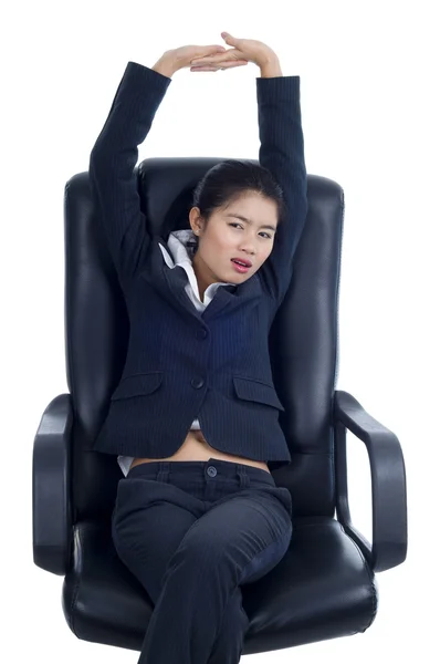 Empresária atraente exausta — Fotografia de Stock